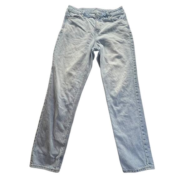 American Eagle Jeans Women's Blue Strigid Mom High Rise Straight Light Wash 10L - Picture 1 of 9